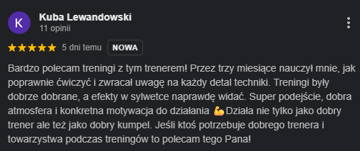 opinia Kuby o trenerze Adrianie Wyszomirski z Pragi Południe